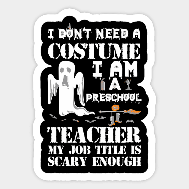 Halloween Preschool Teacher Costume Funny Scary Gift Sticker by melitasessin